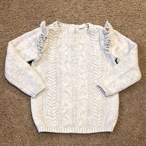 4T Girls H&M Textured-Knit Long-Sleeve Sweater, Light Beige Melange